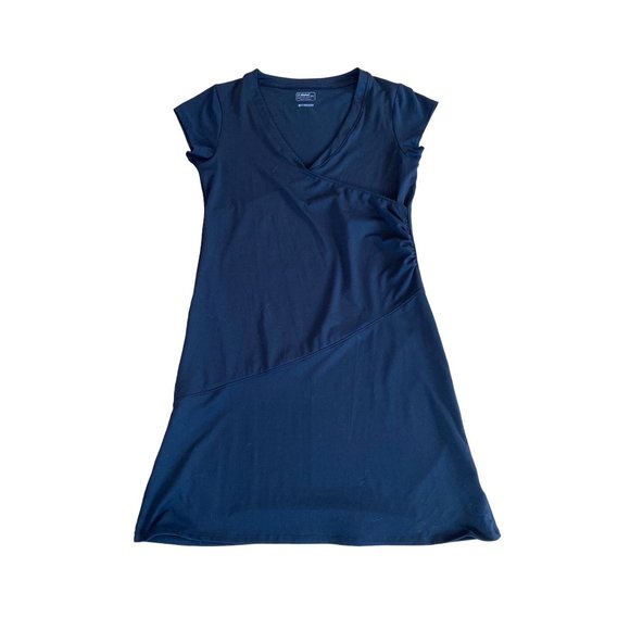 Alpine Design Black Faux Wrap Athleisure Studio Dress Women’s XL Cap Sleeves - Picture 8 of 12